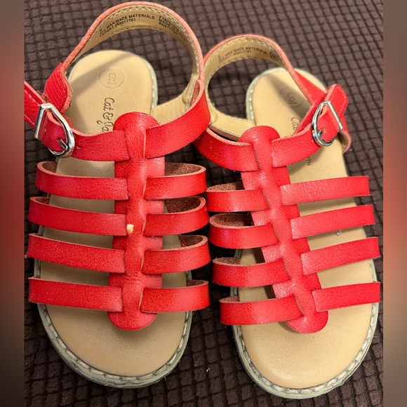 CAT & JACK RED GLADIATOR SANDAL GRLS SZE 9 - Picture 5 of 9